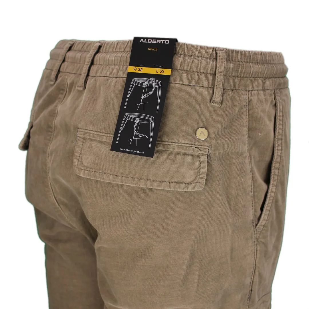 Alberto Herren Cargo Hose Feincord John Slim Fit beige 42871828 130