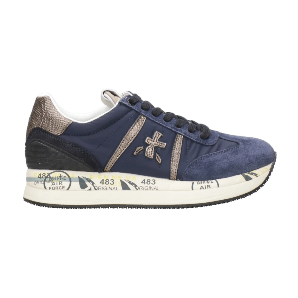 Blaue Sneakers mit Wildleder und Logo