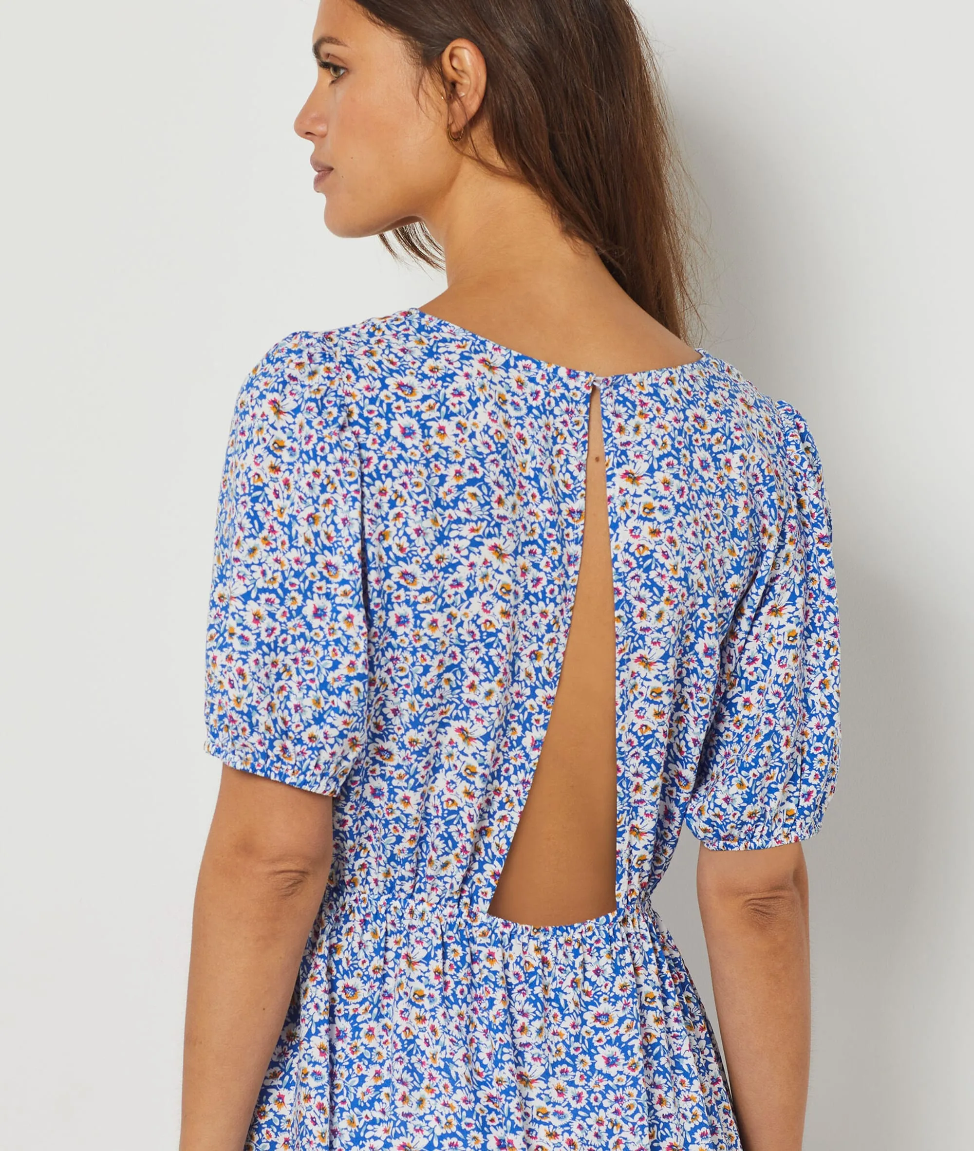 Fließendes Kleid mit Print VISCOSE