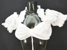 Gr.34 Dirndlbluse weiß Bluse für Dirndl Landhaus mit Spitze schulterfrei B10266
