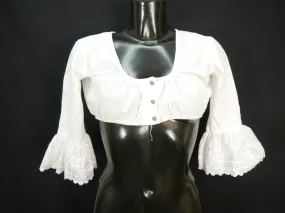 Gr.36 Dirndlbluse weiß Bluse für Dirndl Baumwolle mit Stickerei B9827