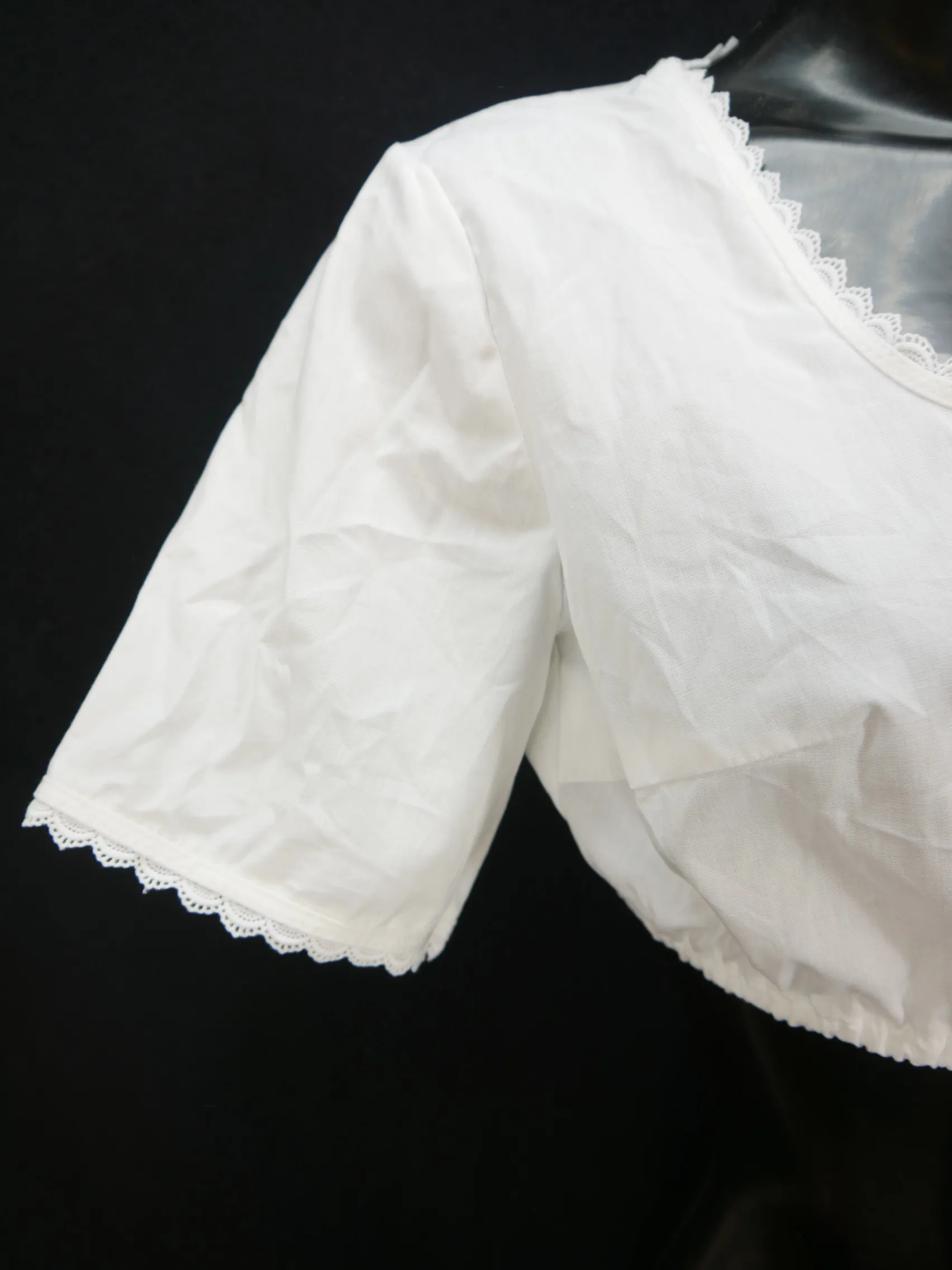 Gr.40 Dirndlbluse weiß Bluse für Dirndl Straßer Baumwolle mit Spitze B9746