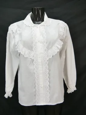 Gr.44 Trachtenbluse weiß Bluse für Dirndl Baumwolle Spitze Stickerei TB8870