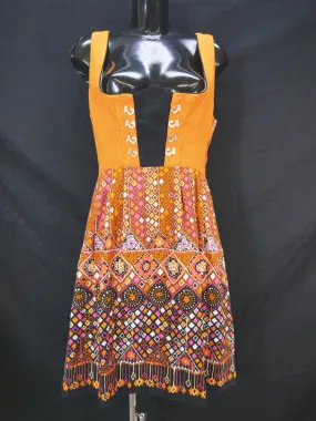 Handarbeit orange mit Balkonett fabelhaftes Dirndl ohne Schürze Gr.40