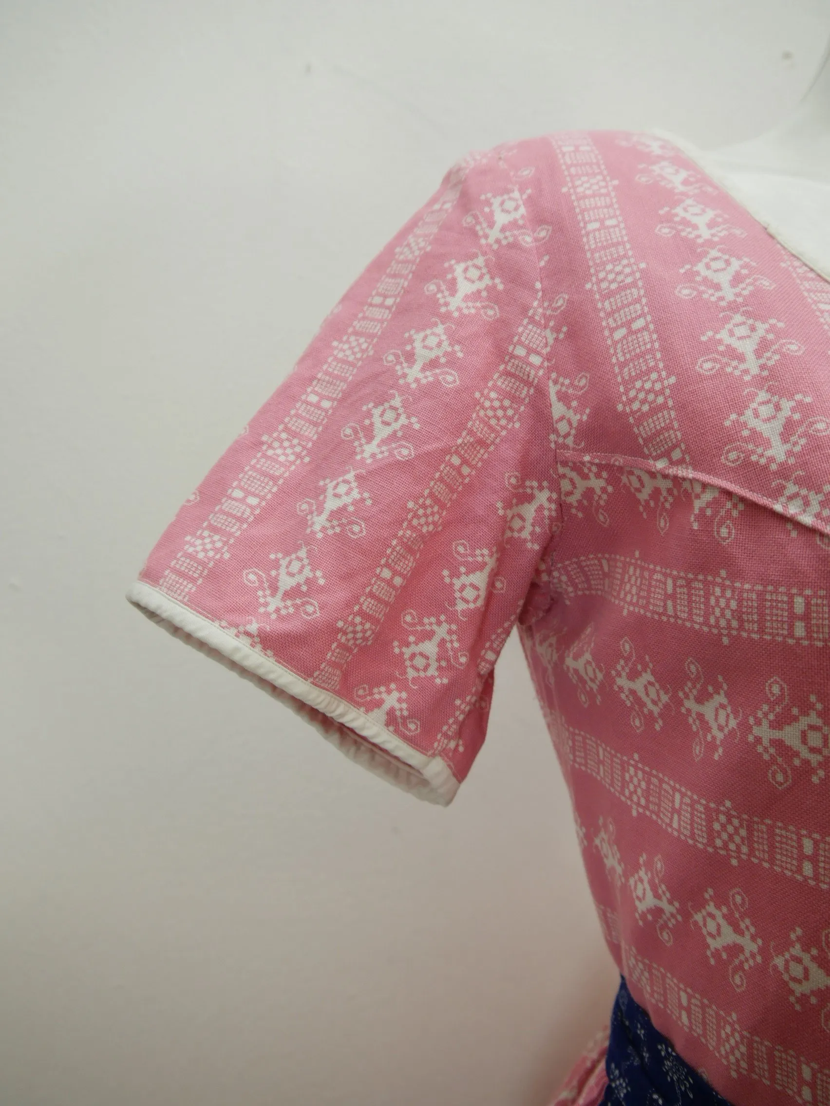 Handarbeit rosa mit Wienernaht herrliches Dirndl mit Schürze Trachtenkleid Gr.42