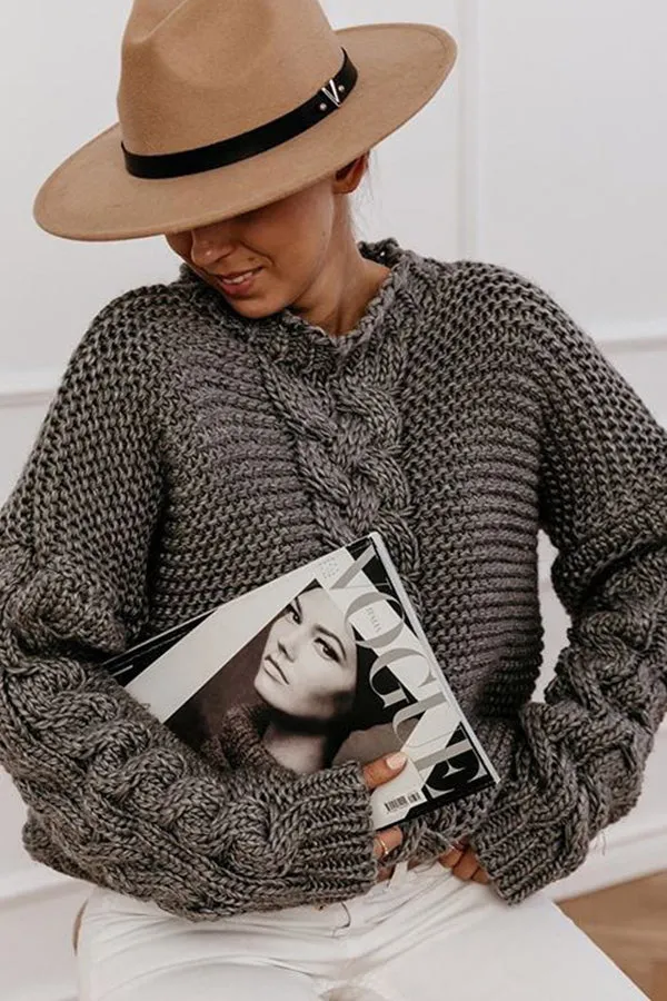 Heidi-Mode | Sweatshirt Lässig Kabelstrick Pullover