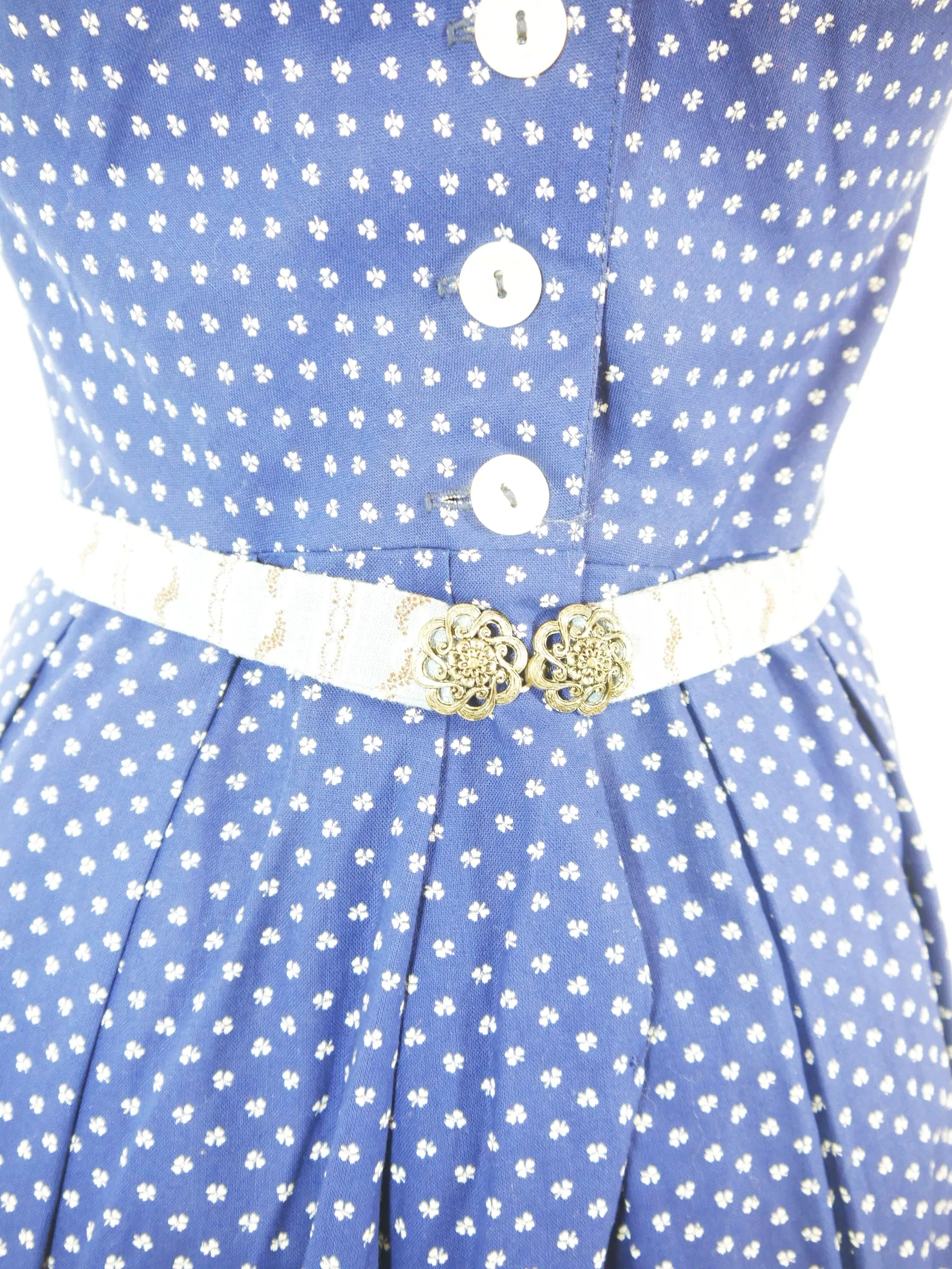 Kathrin Mode Austria blau mit Träger bombastisches Dirndl mit Schürze Gr.36