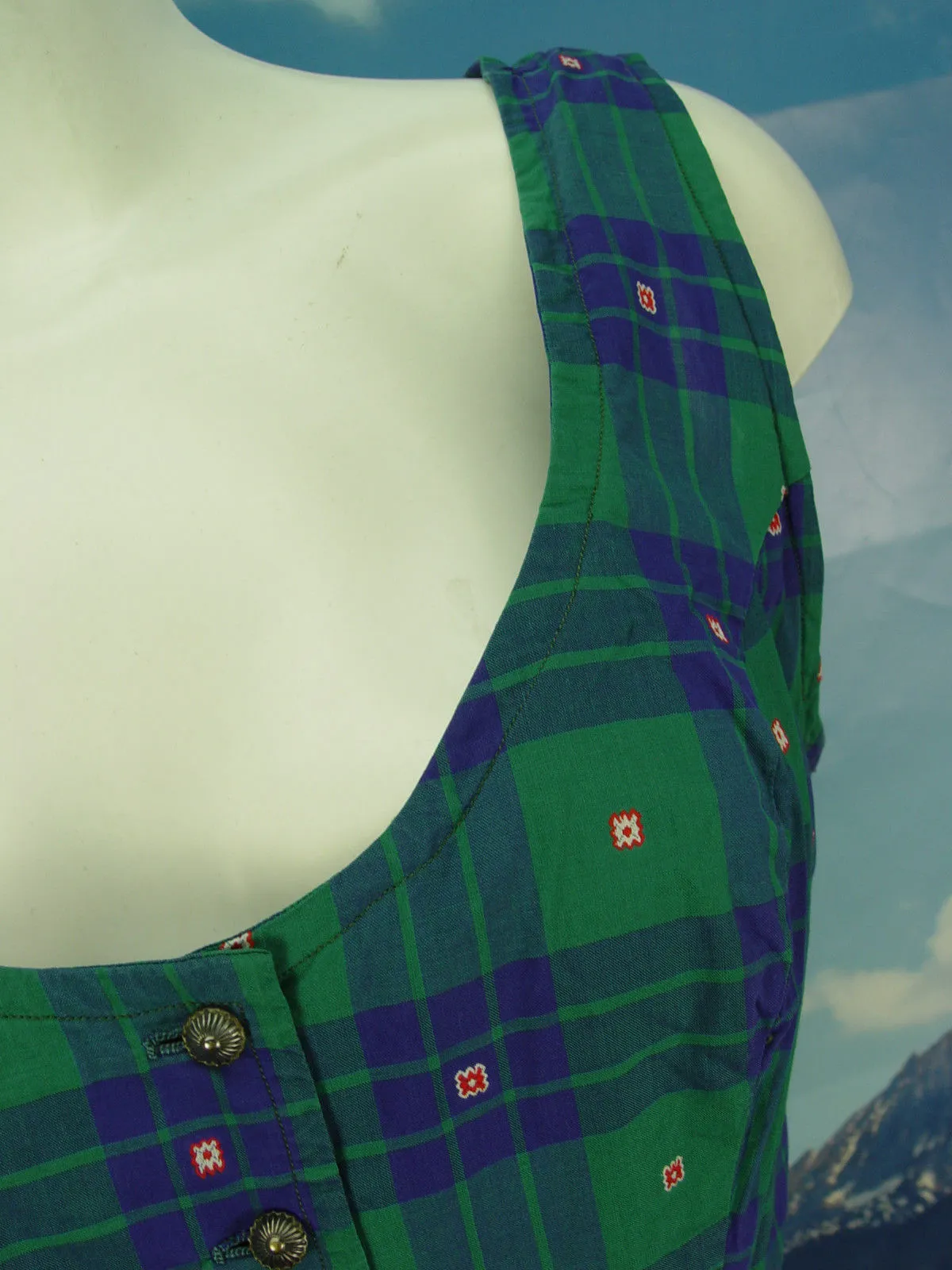 Kurz und sommerlich klasse Vintage Webmuster leichtes Dirndl und Schürze Gr.44