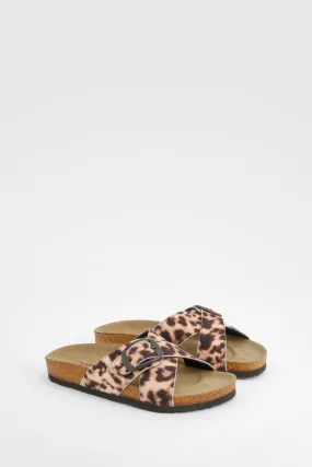 Leopardenprint Sandalen mit überkreuzten Riemchen