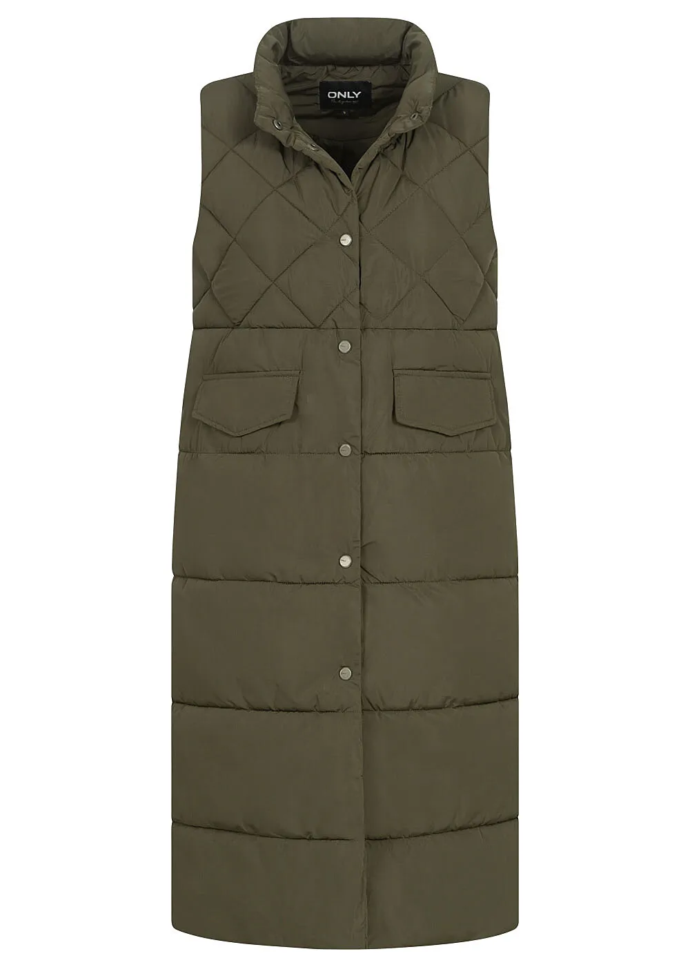 ONLY Damen NOOS Steppweste mit Knopfleiste und 2-Pockets forest night dunkel grün