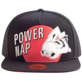 Pikachu Power Nap Snapback Cap - Difuzed Pokémon Schwarze Kappe