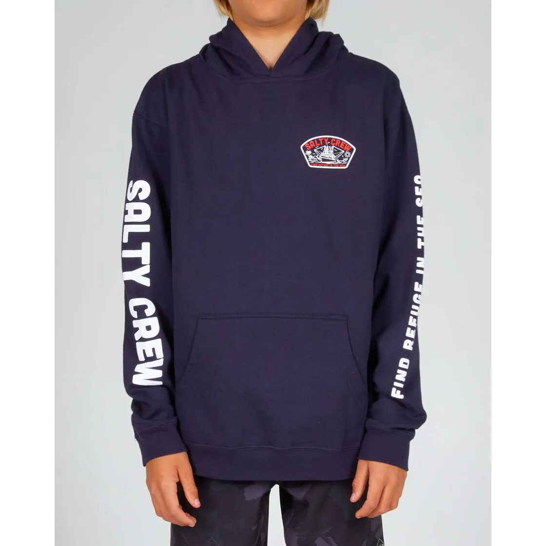 Salty Crew Trollin Boys Hood Fleece Navy Boys SU23